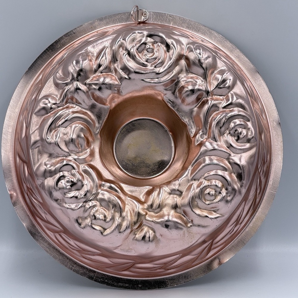 VTG 1963 Pink Rose Wall Hanging Mold Coquette Floral Kitchen Decor 5 Cup Cottage